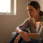 Frau auf Badezimmerboden – Trennungsschmerz und emotionale Heilung