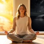 Frau in Meditation mit zwei Wegen – innere Konflikte lösen